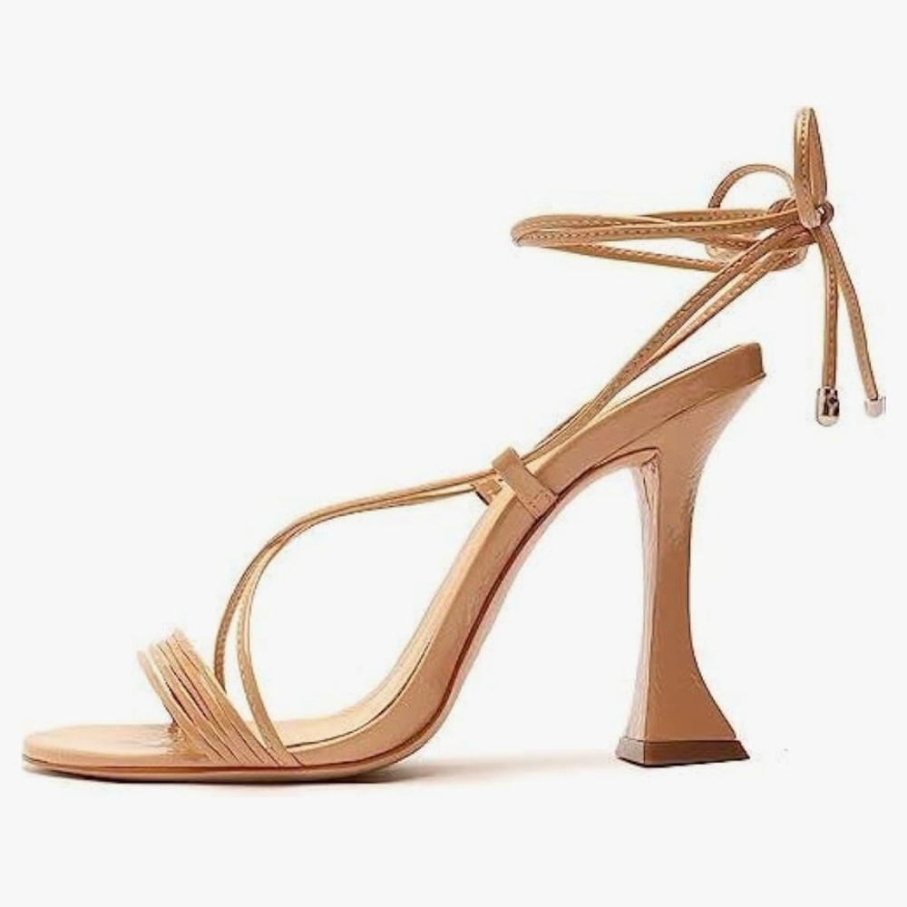 Schutz strappy heel, beige, size 8